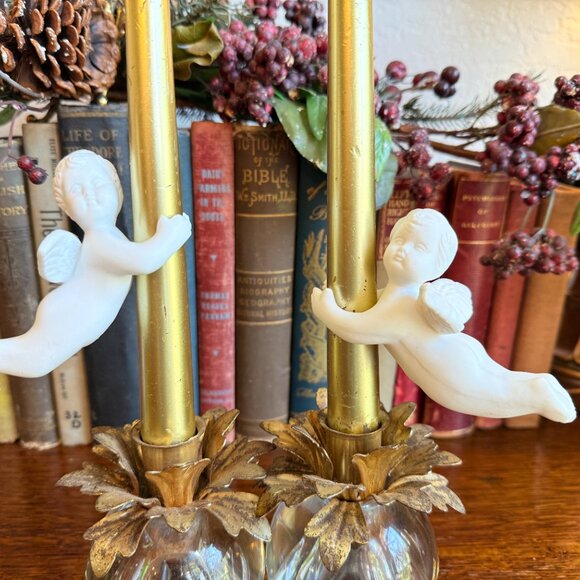 Vintage Porcelain Angel Taper Candle Huggers, Set of 2 - Picture 10 of 13